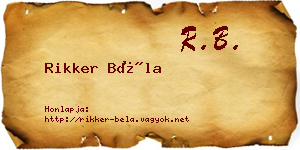 Rikker Béla névjegykártya